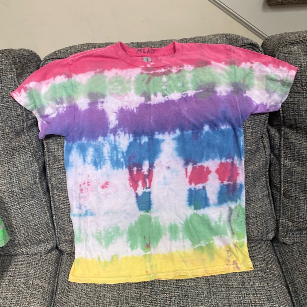 Unisex Tie Dye Multi-Color T-Shirt by Gildan - Heavy Cotton (100%), Size Youth L